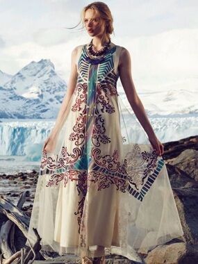 GEISHA DESIGNS 🥂 Geometric Sleeveless Trapeze Maxi Dress - Size 6